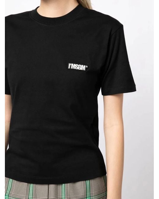 MSGM Black T-Shirt Mit Logo-Patch