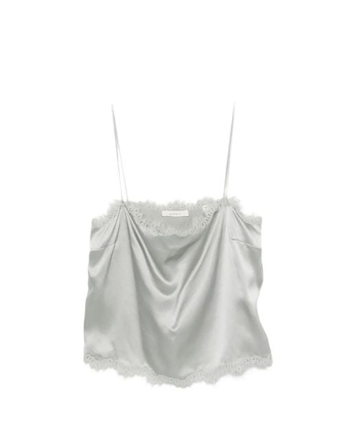 Doen White Loure Lace-Trim Top