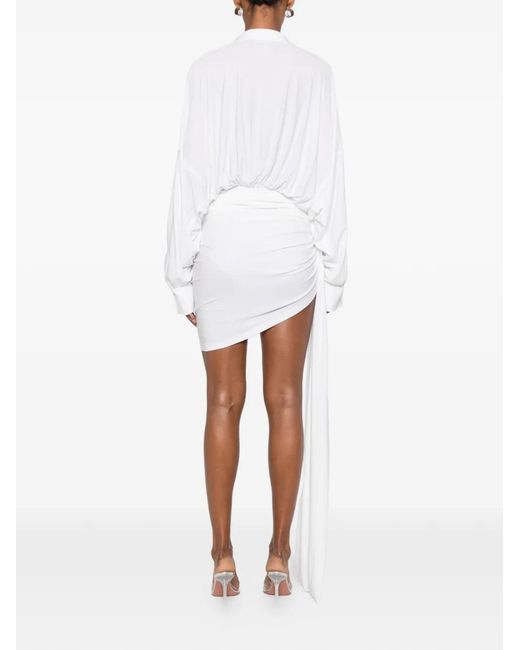 Norma Kamali White Draped Mini Dress