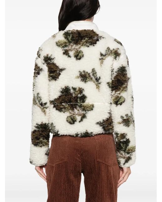Moncler White Zip-Up Shearling-Effect Jacket