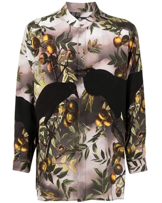 Edward Crutchley Gray Floral-Print Shirt for men