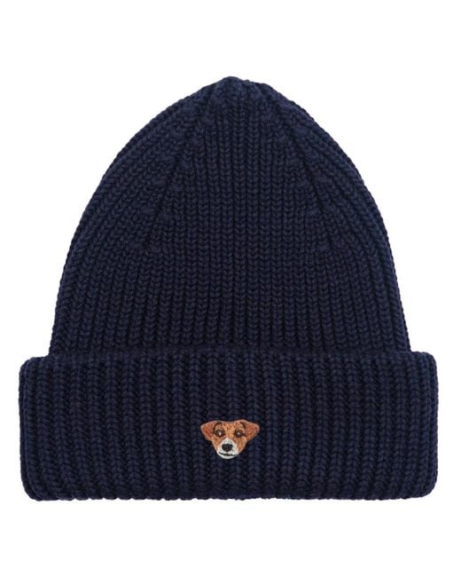 PELO FOUNDATION Blue Dog-Appliqué Beanie