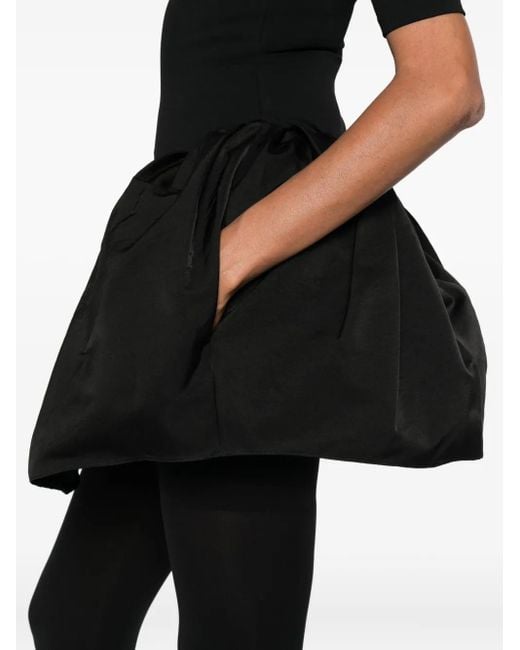 Magda Butrym Black Roll-Neck Puffball Mini Dress