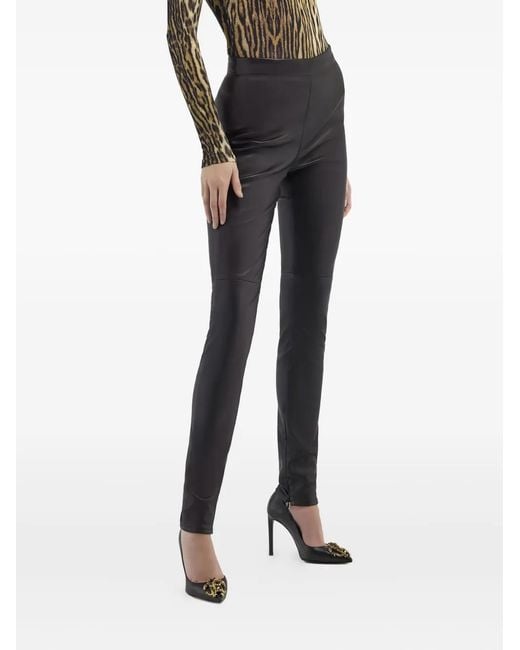 Roberto Cavalli Blue Leather Trousers