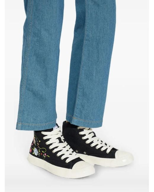 KENZO Black Hoshi High Floral-Embroidered Sneakers