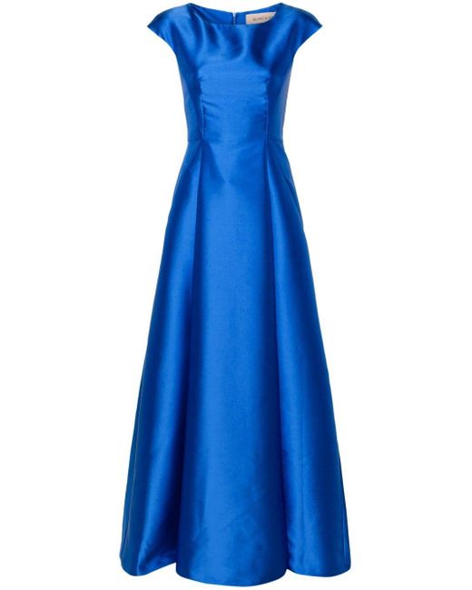 Blanca Vita Blue Arnica Satin Flared Gown