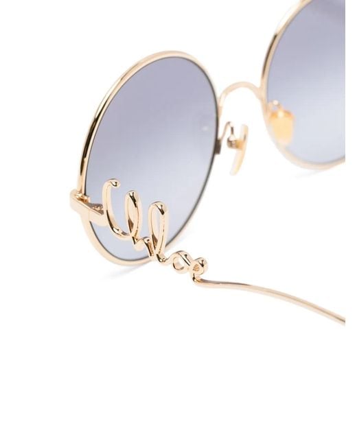 Chloé White Round-Round Sunglasses