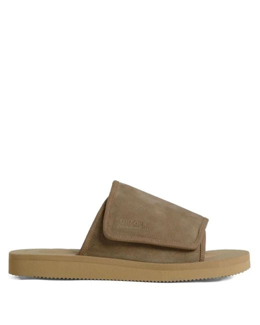 Suicoke Brown X Thisisneverthat Suede-Leather Strap Slides for men