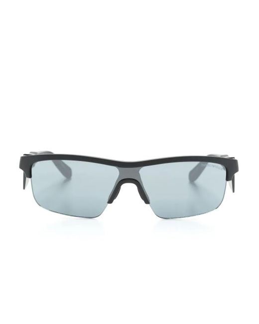Emporio Armani Blue Shield-Frame Sunglasses for men