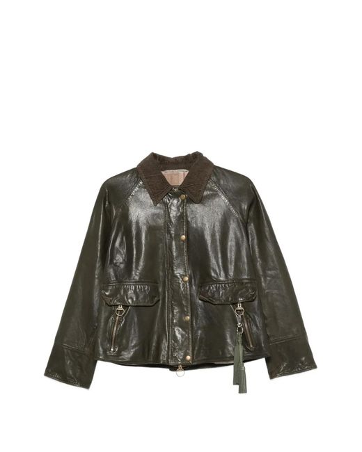 The Jackie Leathers Green Veste En Cuir À Fermeture Zippée