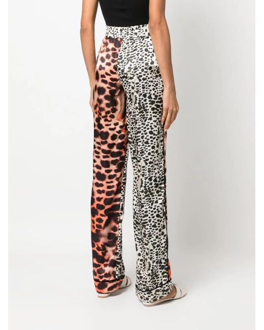 Roberto Cavalli Natural Leopard Print Panelled Trousers