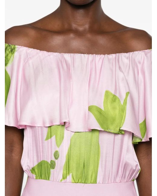 Themis Z Pink Eudora Ruffled Off-The-Shoulder Mini Dress