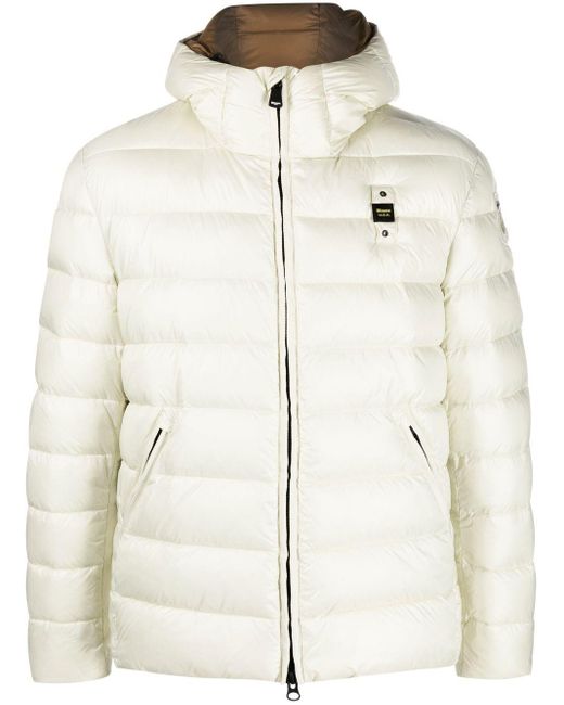 Blauer Hooded Quilted Puffer Jacket in White (Natural) for Men | Lyst