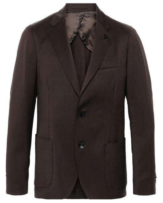 Lardini Black Brooch-Logo Appliqué Blazer for men