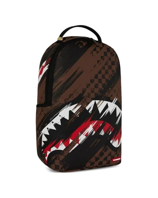 Sprayground Black Checkered Shark-Print Backpack