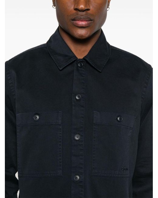 Chemise en coton à logo brodé Boss pour homme en coloris Black