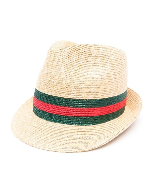 Gucci Natural Woven Straw Fedora Hat for men