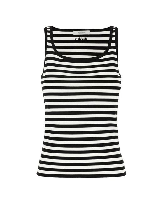 Max Mara Black Cippo Striped Ribbed-Knit Tank Top