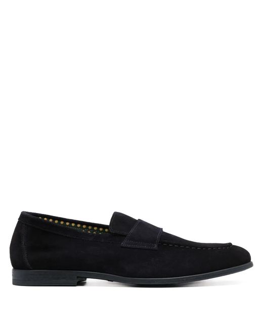 Doucal's Black Penny Tonal-Stitching Suede Loafers for men
