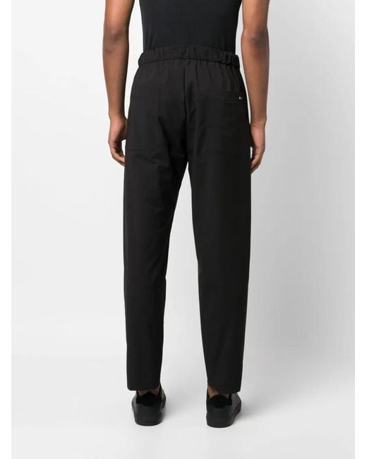 Herno Black Drawstring-Waist Straight-Leg Trousers for men