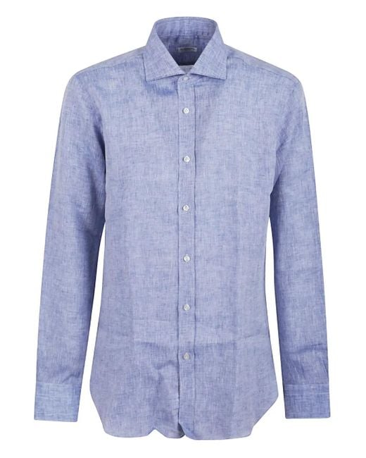 Camisa de lino Buonamassa de hombre de color Blue