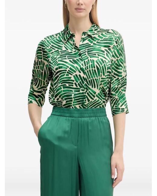 MARC AUREL Green Abstract-Print Button-Up Shirt