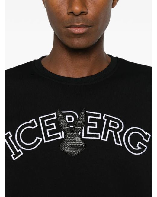 Iceberg Black Logo-Embroidered Sweatshirt for men