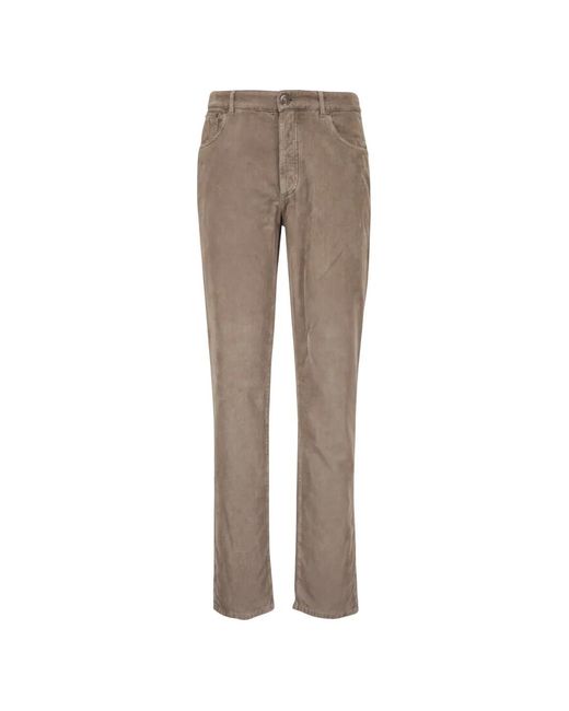 Brunello Cucinelli Natural Corduroy-Effect Five-Pocket Cotton Trousers for men