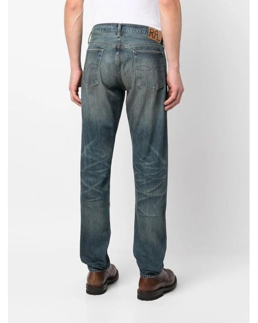 Vaqueros Rectos Con Efecto Lavado RRL de hombre de color Blue