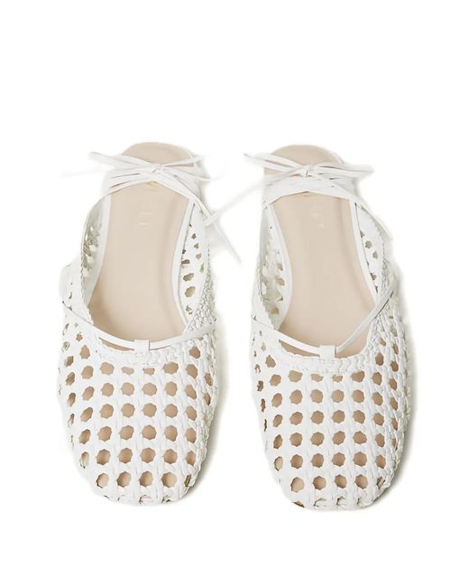 Twinset White Woven Lace-Up Flat Mules