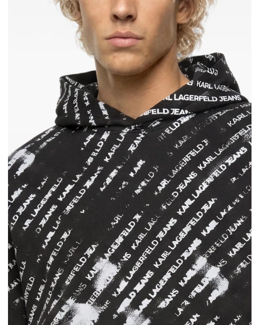 Karl Lagerfeld Black Hoodie Ample À Imprimé Graphique for men