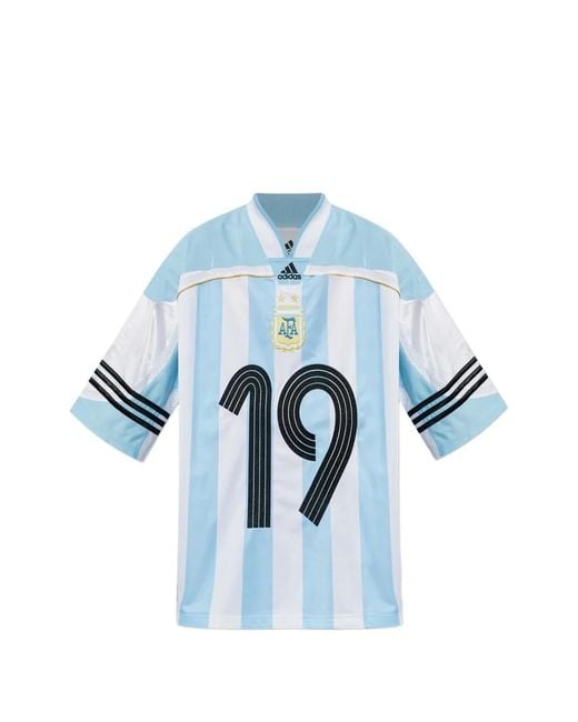 Adidas Blue Striped V-Neck T-Shirt for men