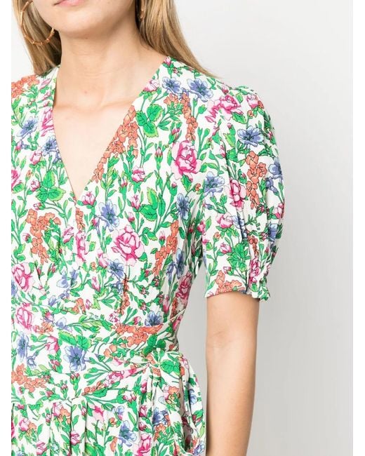 Diane von Furstenberg Green Pleated Midi Dress