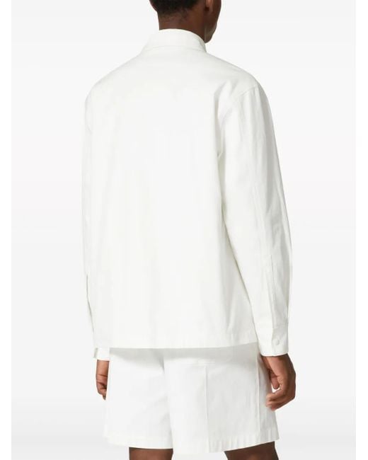 Valentino Garavani White V-Detail Canvas Shirt Jacket for men