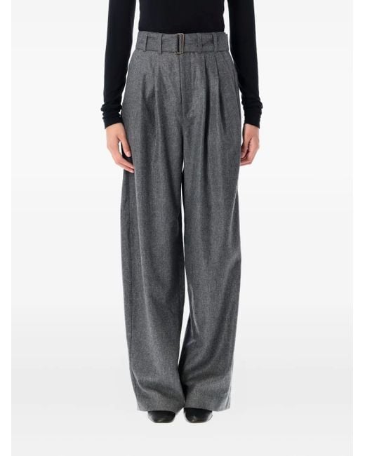 Soeur Black Belted Pleated Straight Trousers