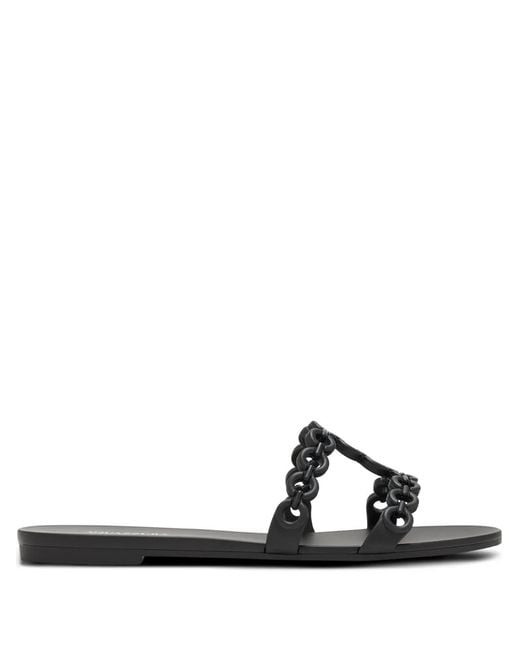 Aquazzura Black Infinity Chain Flat Sandals