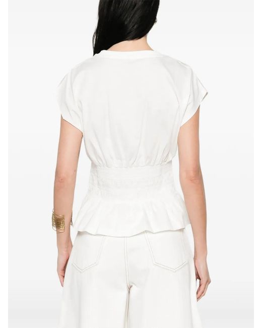 Maje White Ruffled T-Shirt