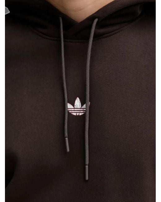 Adidas Black Trefoil Graphic-Print Hoodie for men