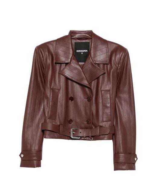 Patrizia Pepe Brown Belted Double-Breasted Jacket