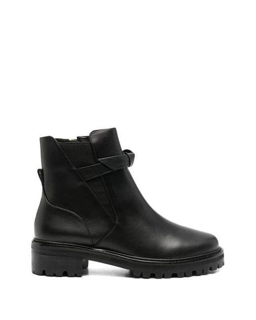 Alexandre Birman Black Clarice Knotted-Strap Ankle Boots