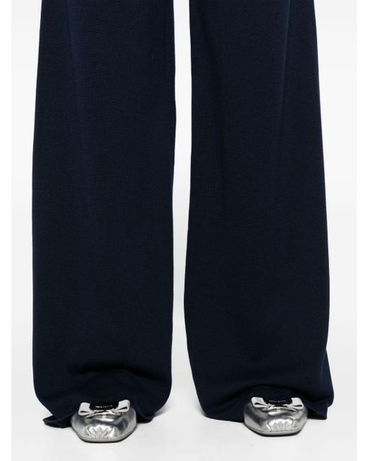 Claudie Pierlot Blue Fine-knit Wide-leg Trousers