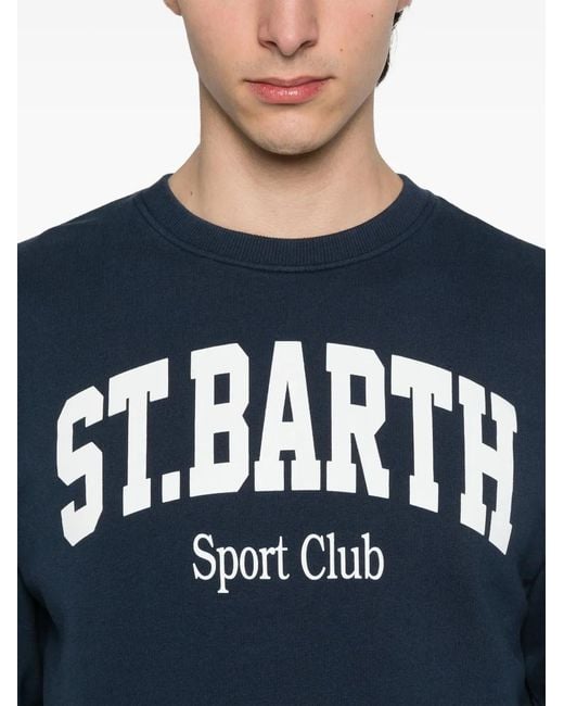 Mc2 Saint Barth Blue Crew Neck Logo Sweatshirt for men