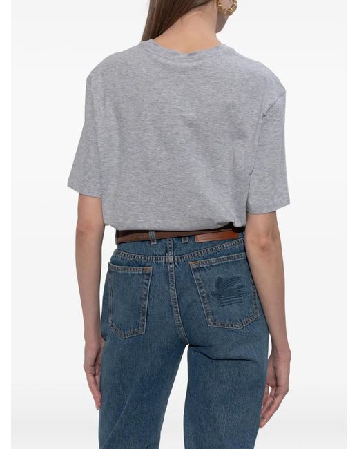 Etro Gray Horse-Print T-Shirt