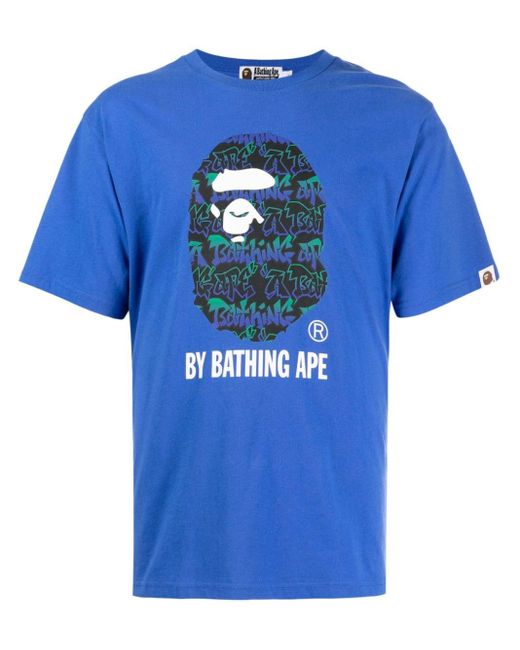 A Bathing Ape Blue Milo-print Cotton T-shirt for men