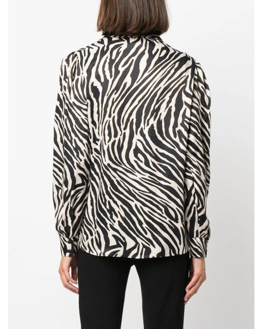 Liu Jo Black Zebra-Print Satin Shirt