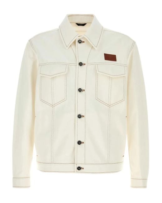 Fendi White Oversized Denim Jacket for men