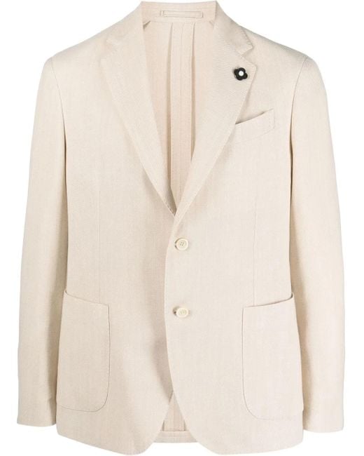Lardini Natural Woven Single-Breasted Blazer for men
