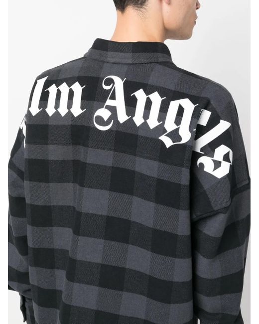 Palm Angels Black Check Pattern Cotton Shirt for men