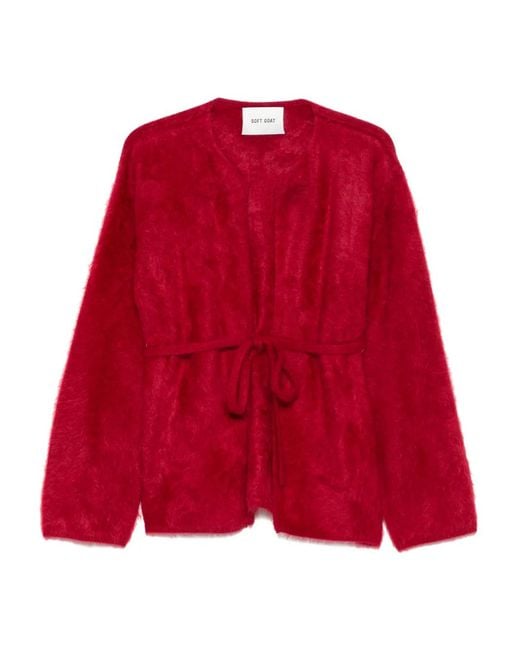 Soft Goat Red Brushed Cardigan