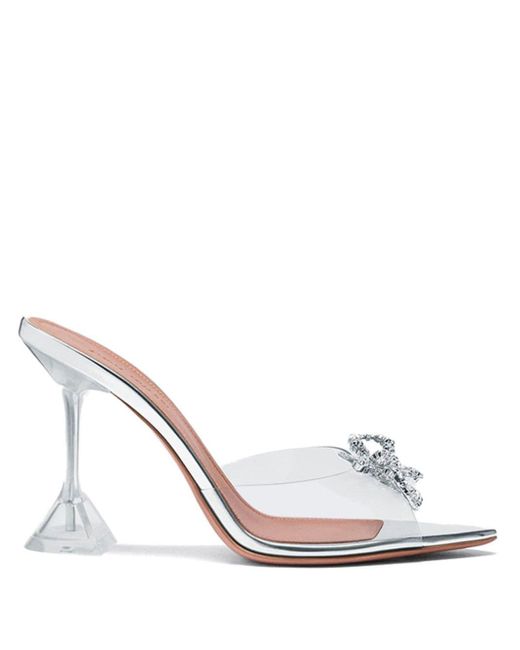 AMINA MUADDI Rosie Glass Slipper 95mm Sandals in White | Lyst